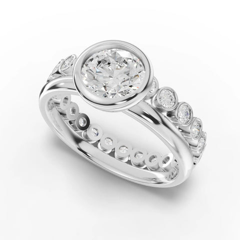 Round bezel ring white gold angle