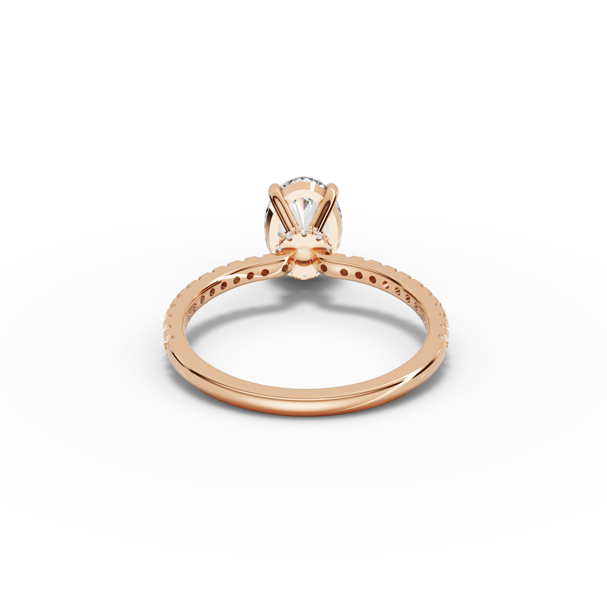 1.73 CT Oval Hidden Halo Pavé Lab Grown Diamond Ring, view 10