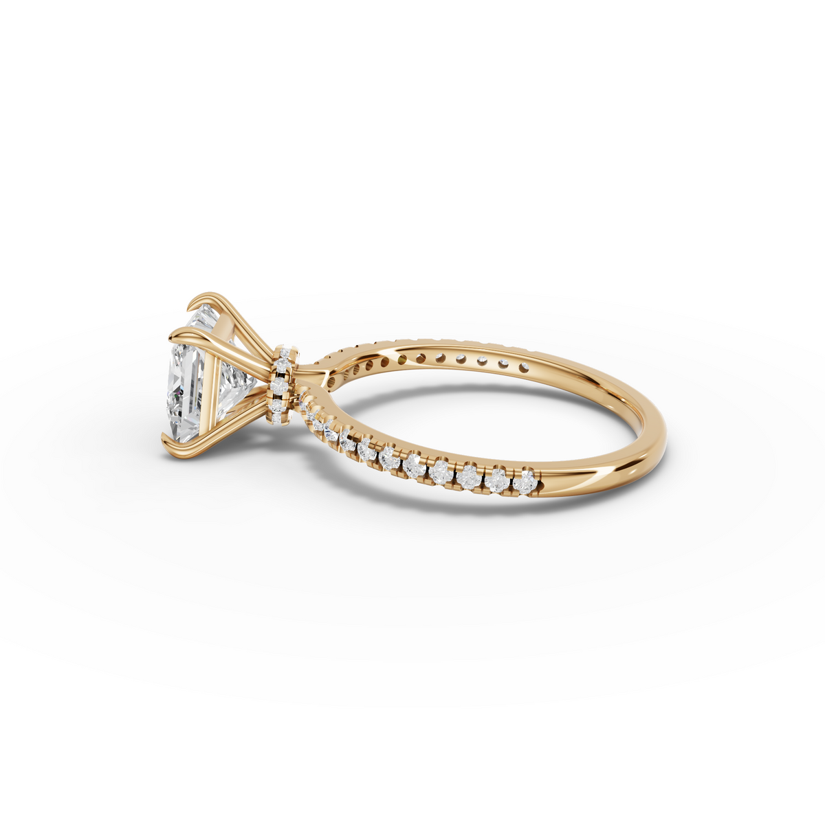 1.73 CT Princess Hidden Halo Pavé Lab Grown Diamond Ring, view 5