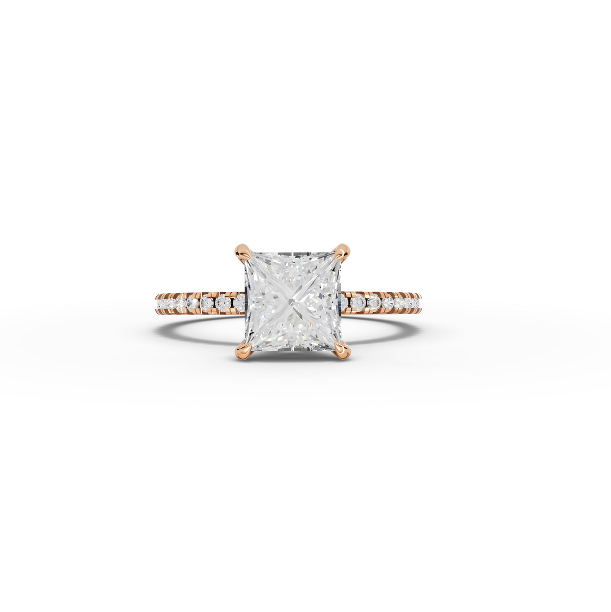 1.73 CT Princess Hidden Halo Pavé Lab Grown Diamond Ring, view 7