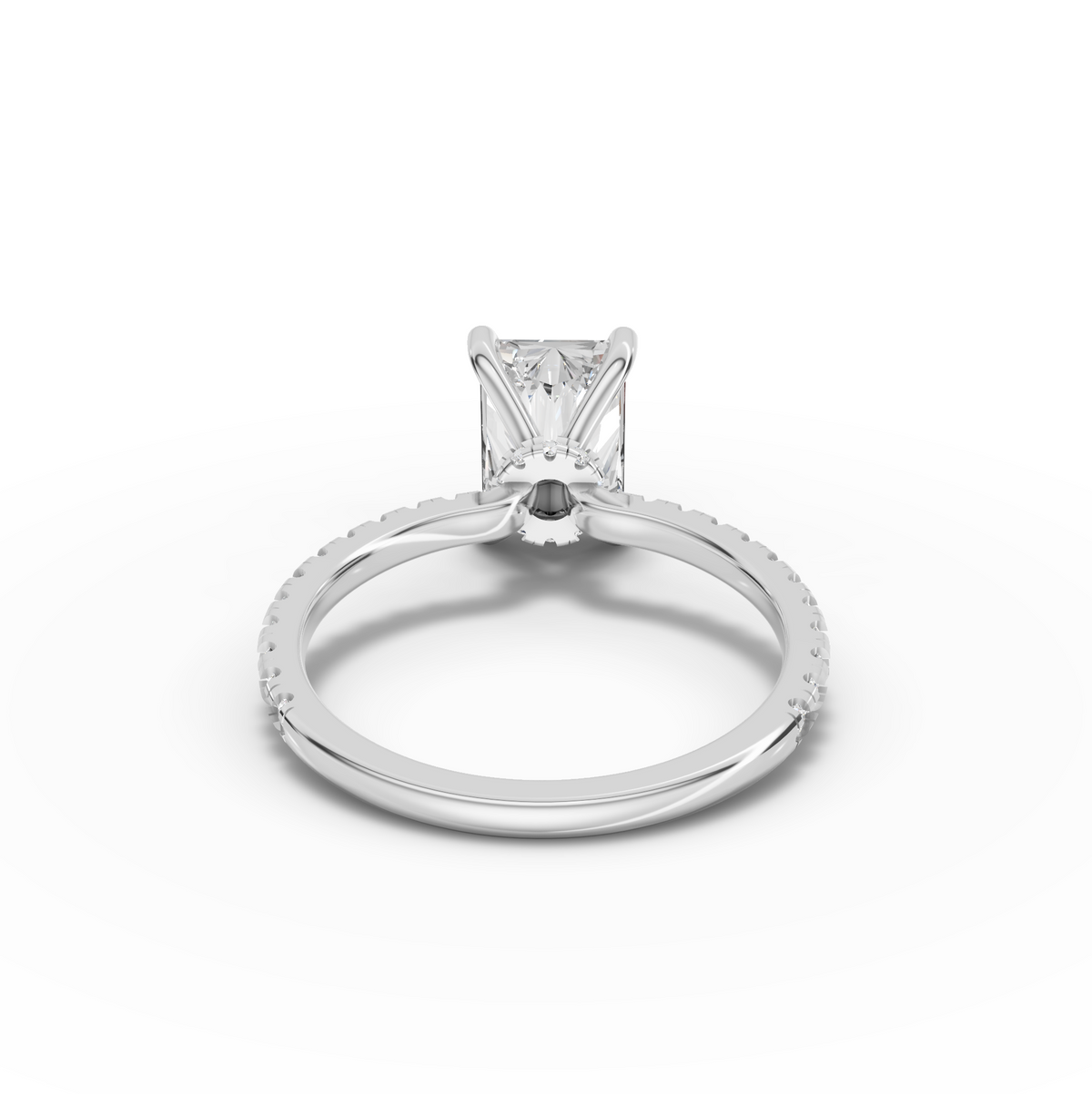1.73 CT Radiant Hidden Halo Pavé Lab Grown Diamond Ring, view 2