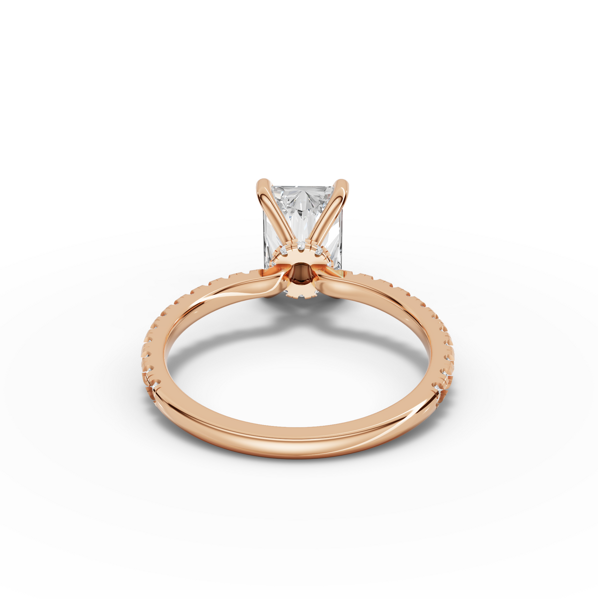 1.73 CT Radiant Hidden Halo Pavé Lab Grown Diamond Ring, view 6