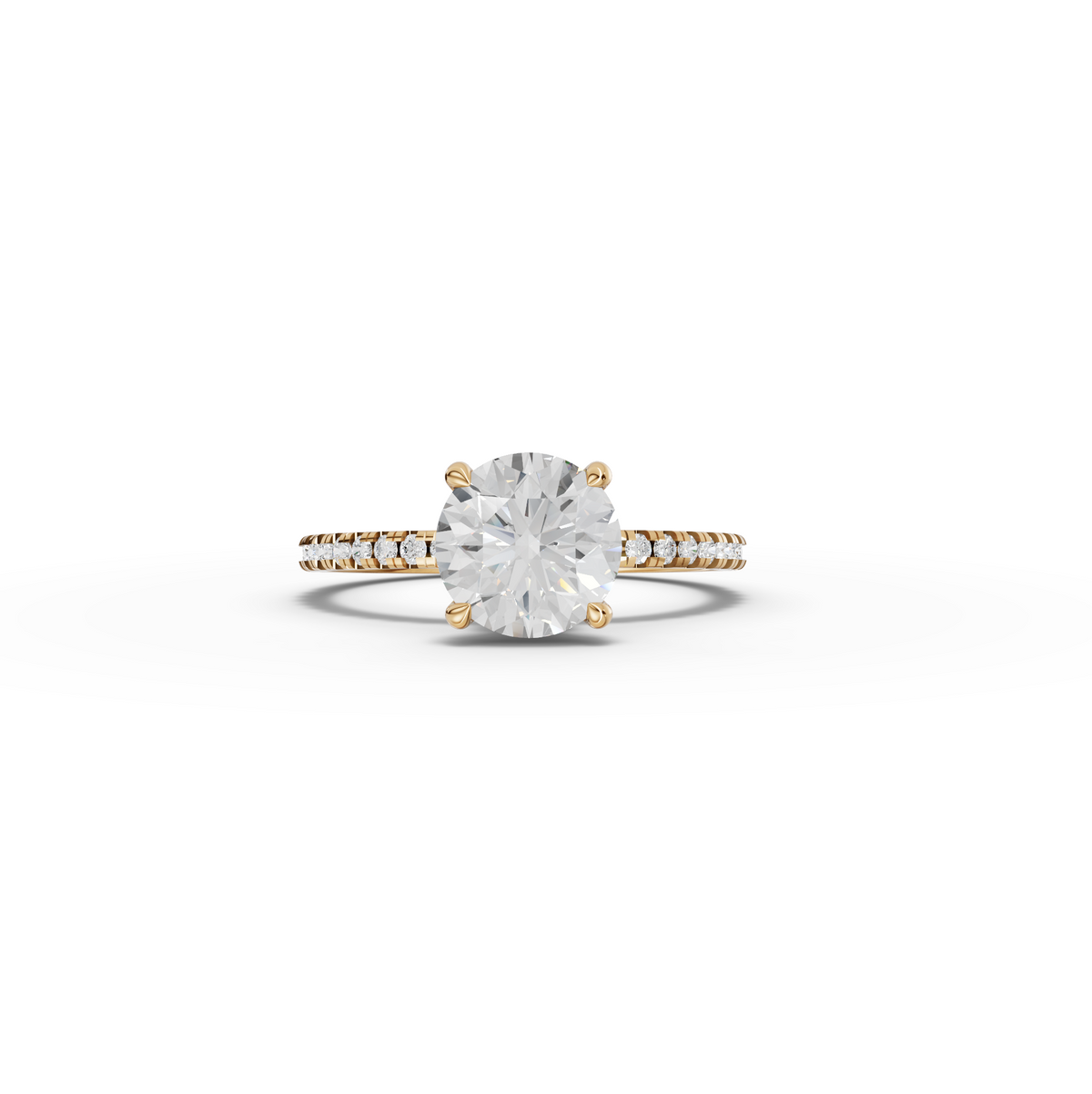 1.73 CT Round Hidden Halo Pavé Lab Grown Diamond Ring, view 7