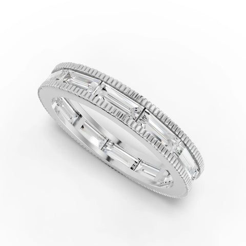 Baguette eternity ring white gold angle