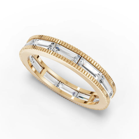 Baguette eternity ring yellow gold angle