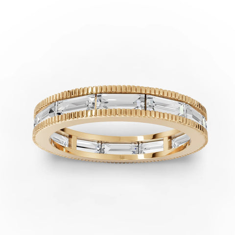 1.76 CT Baguette Full Eternity Lab Grown Diamond Band Ring in yellow gold, top view