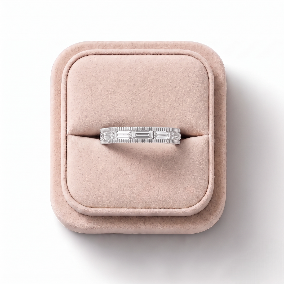 1.76 CT Baguette Full Eternity Lab Grown Diamond Band Ring, on a white background