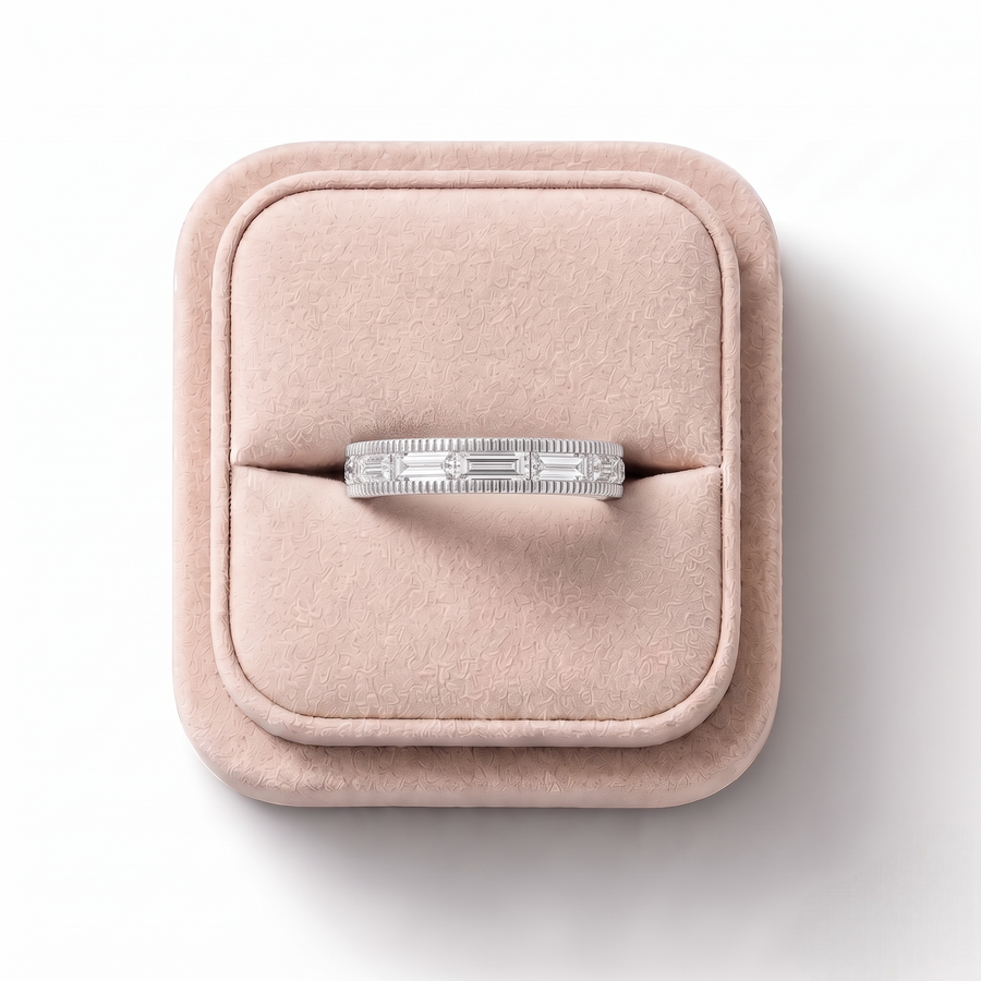 1.76 CT Baguette Full Eternity Lab Grown Diamond Band Ring, on a white background
