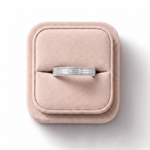 1.76 CT Baguette Full Eternity Lab Grown Diamond Band Ring, on a white background