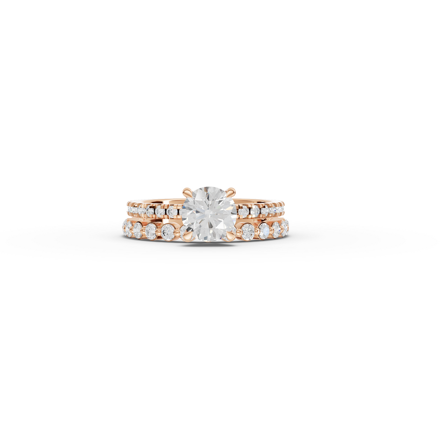 1.76 CT Round Solitaire Lab Grown Diamond Bridal Ring Set in rose gold