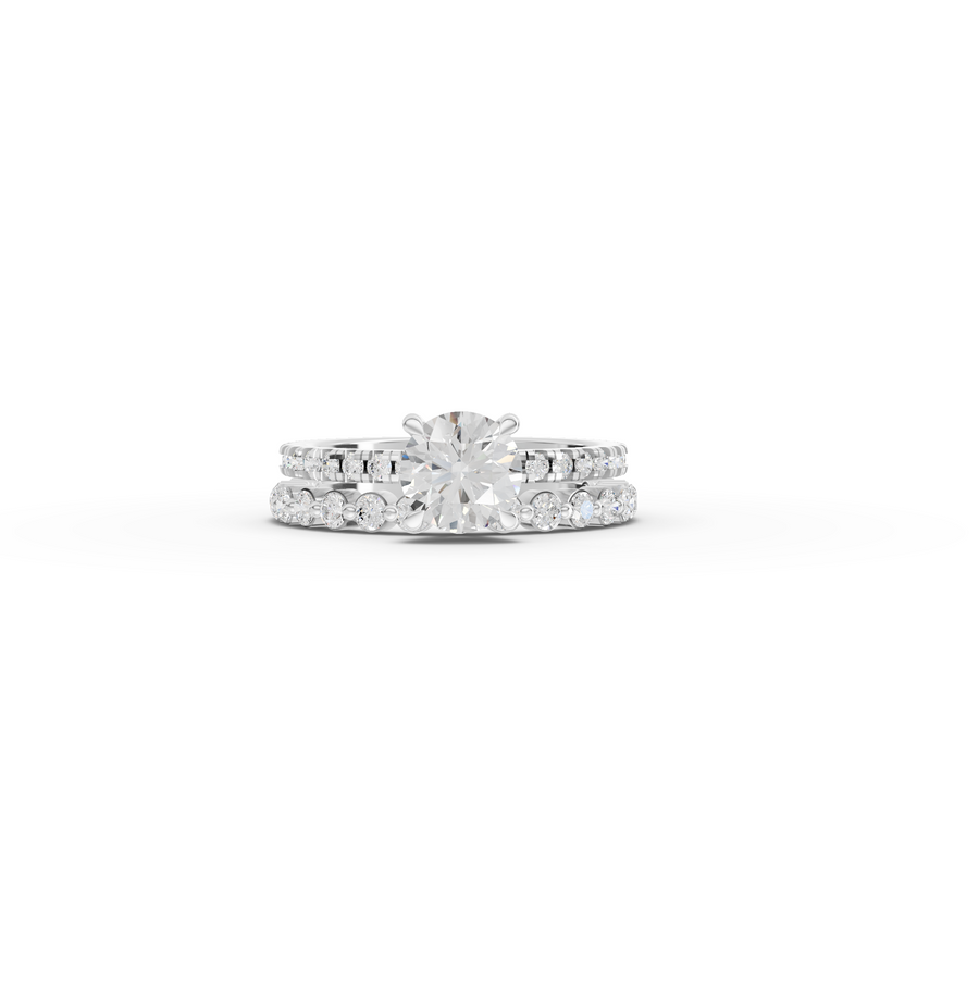 1.76 CT Round Solitaire Lab Grown Diamond Bridal Ring Set in white gold