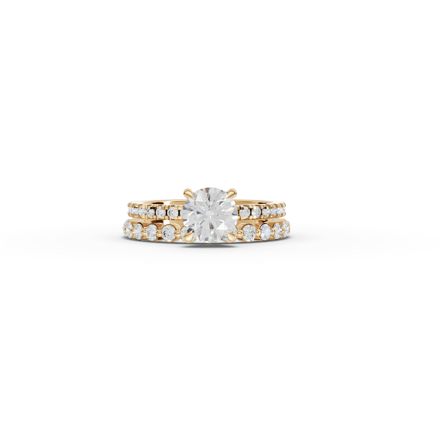 1.76 CT Round Solitaire Lab Grown Diamond Bridal Ring Set in yellow gold