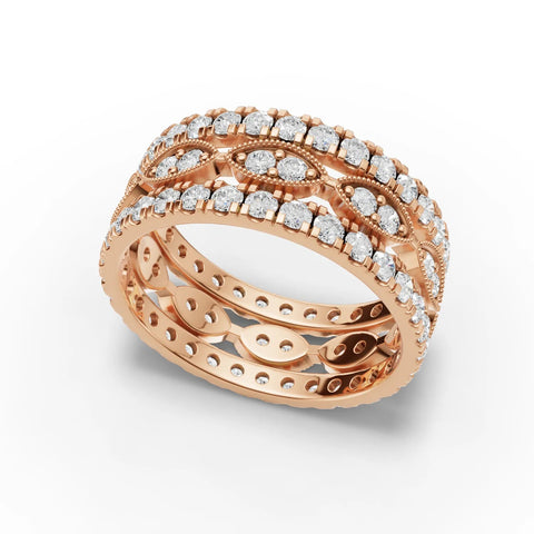 Round bridal set rose gold angle