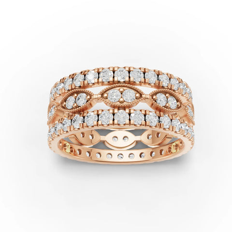 1.77 CT Round Full Eternity Lab Grown Diamond Bridal Set in rose gold, top view