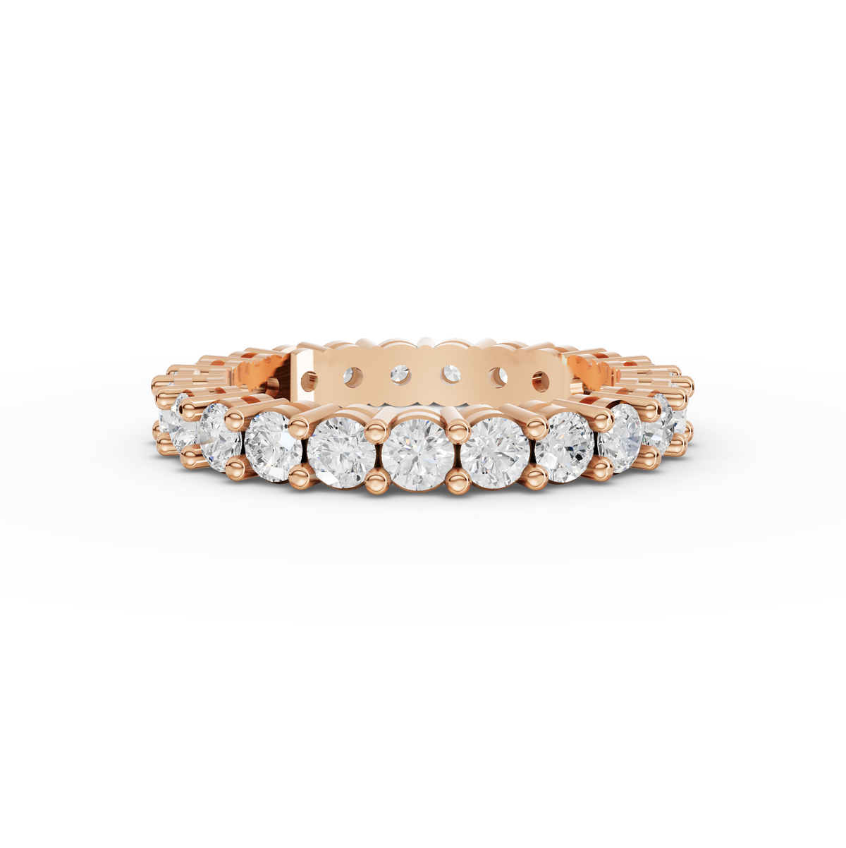 1.78 CT Round Basket Setting Full Eternity Lab Grown Diamond Ring in rose gold