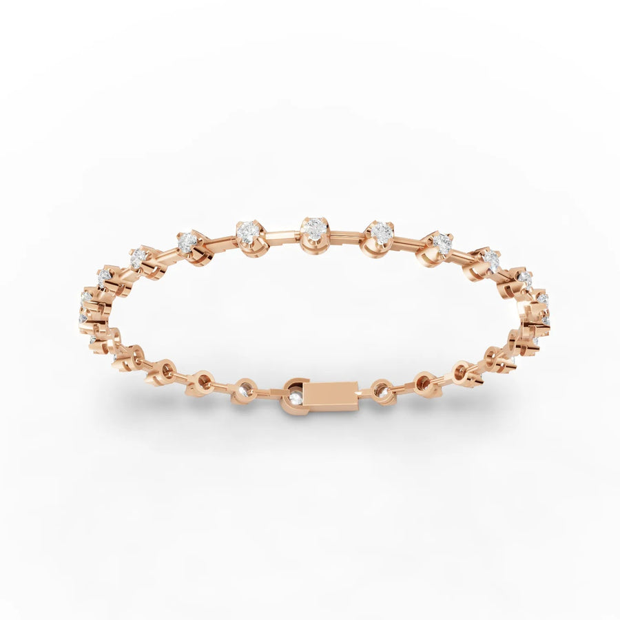 1.78 Ct Round Bezel Station Lab Grown Diamond Bracelet in rose gold