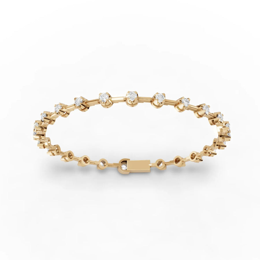 1.78 Ct Round Bezel Station Lab Grown Diamond Bracelet in yellow gold