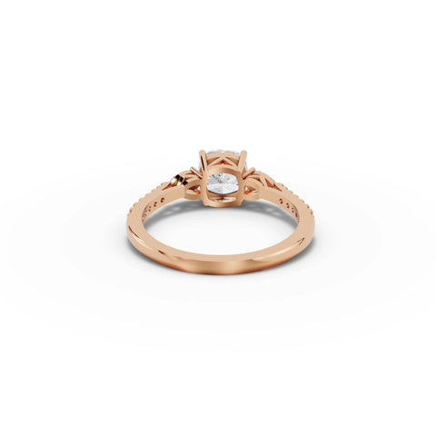 1.79 CT Cushion Three Stone With Accent Lab Grown Diamond Band Ring in rose gold, view 3