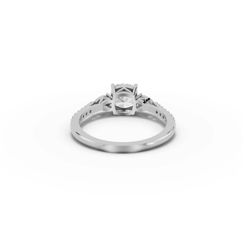 1.79 CT Cushion Three Stone With Accent Lab Grown Diamond Band Ring in white gold, view 2