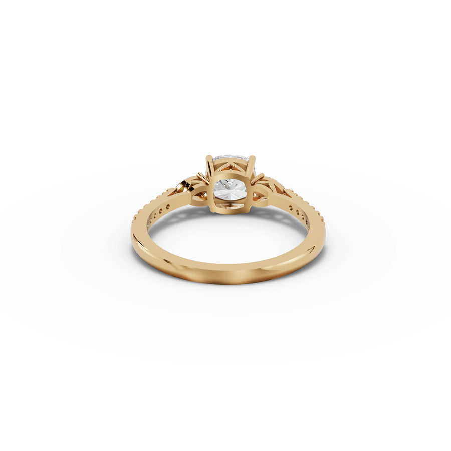 1.79 CT Cushion Three Stone With Accent Lab Grown Diamond Band Ring in yellow gold, view 3