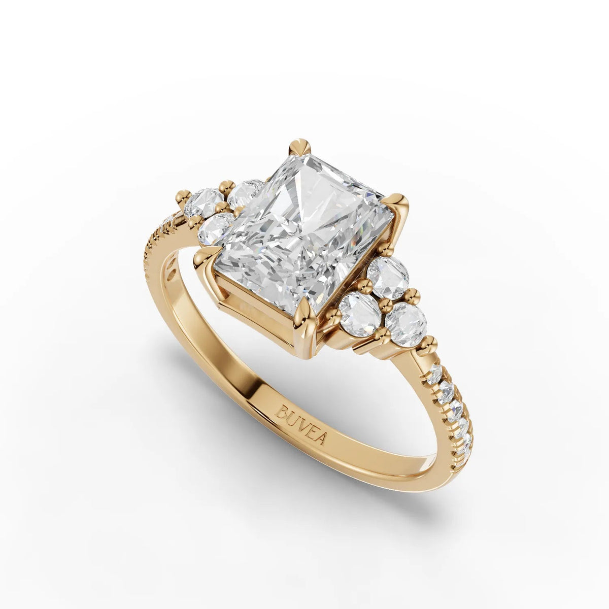 1.79 CT Radiant Solitaire Accent Lab Grown Diamond Ring, view 4