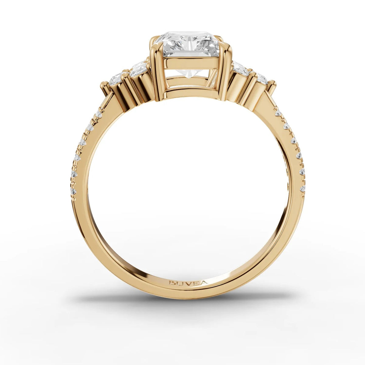 1.79 CT Radiant Solitaire Accent Lab Grown Diamond Ring, view 5
