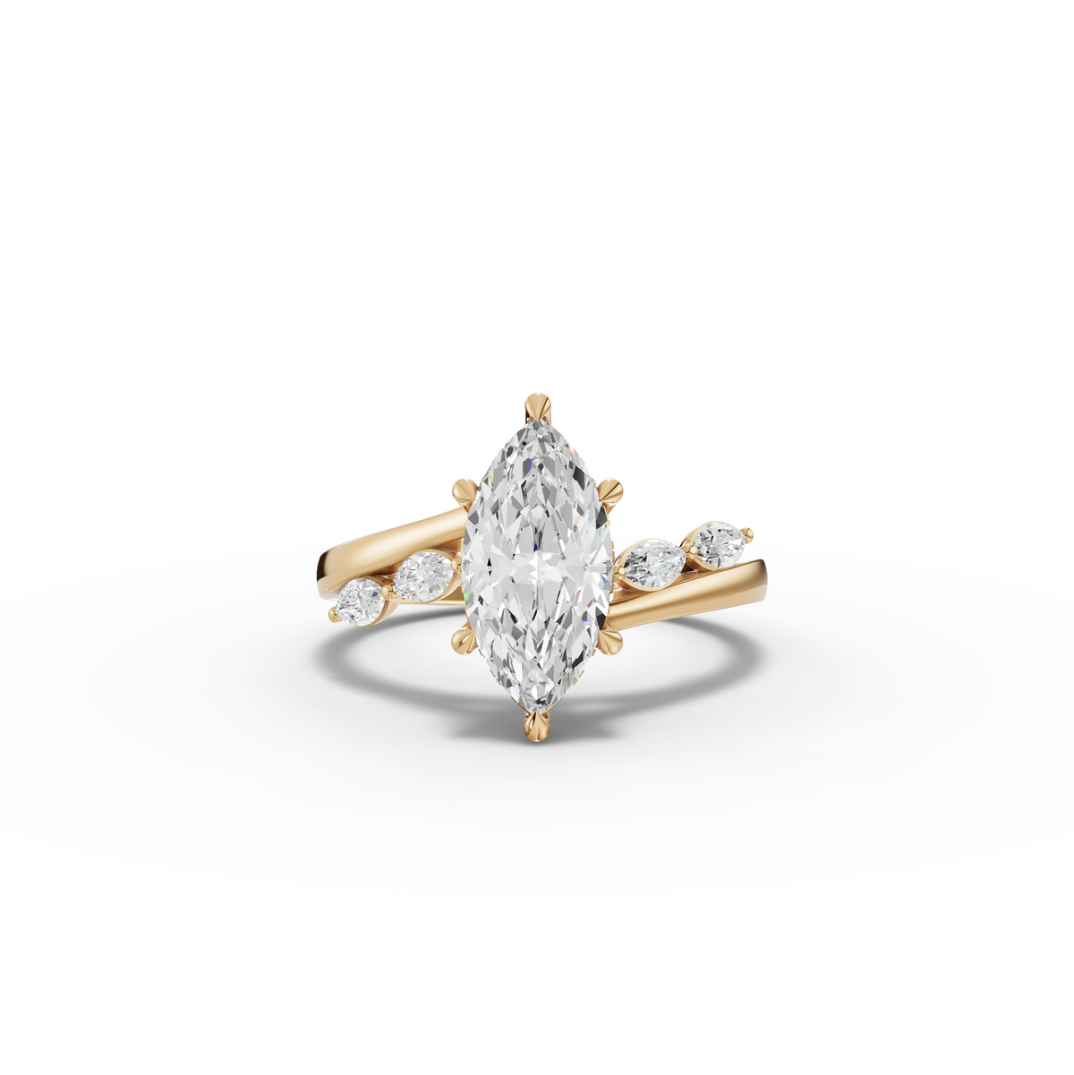 1.80 CT Marquise Split Shank Lab Grown Diamond Ring 1.5 CT Center in yellow gold