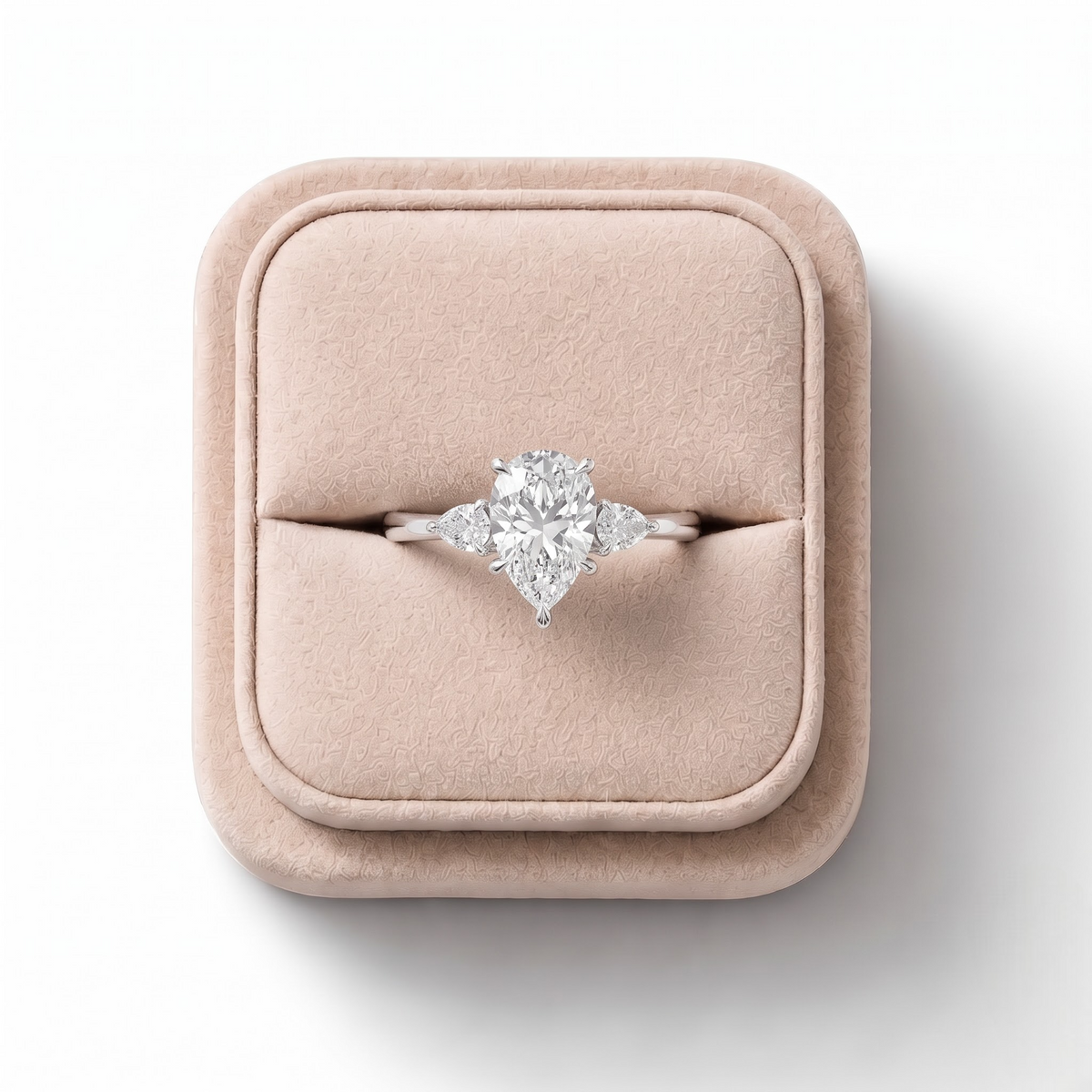 1.80 CT Pear Three-Stone Lab Grown Diamond Ring, in its gift box