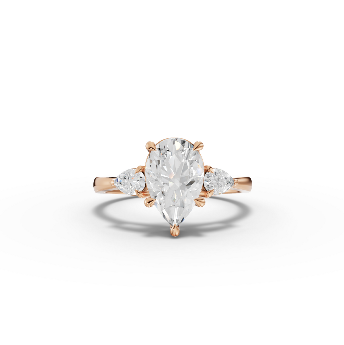 1.80 CT Pear Three-Stone Lab Grown Diamond Ring in rose gold