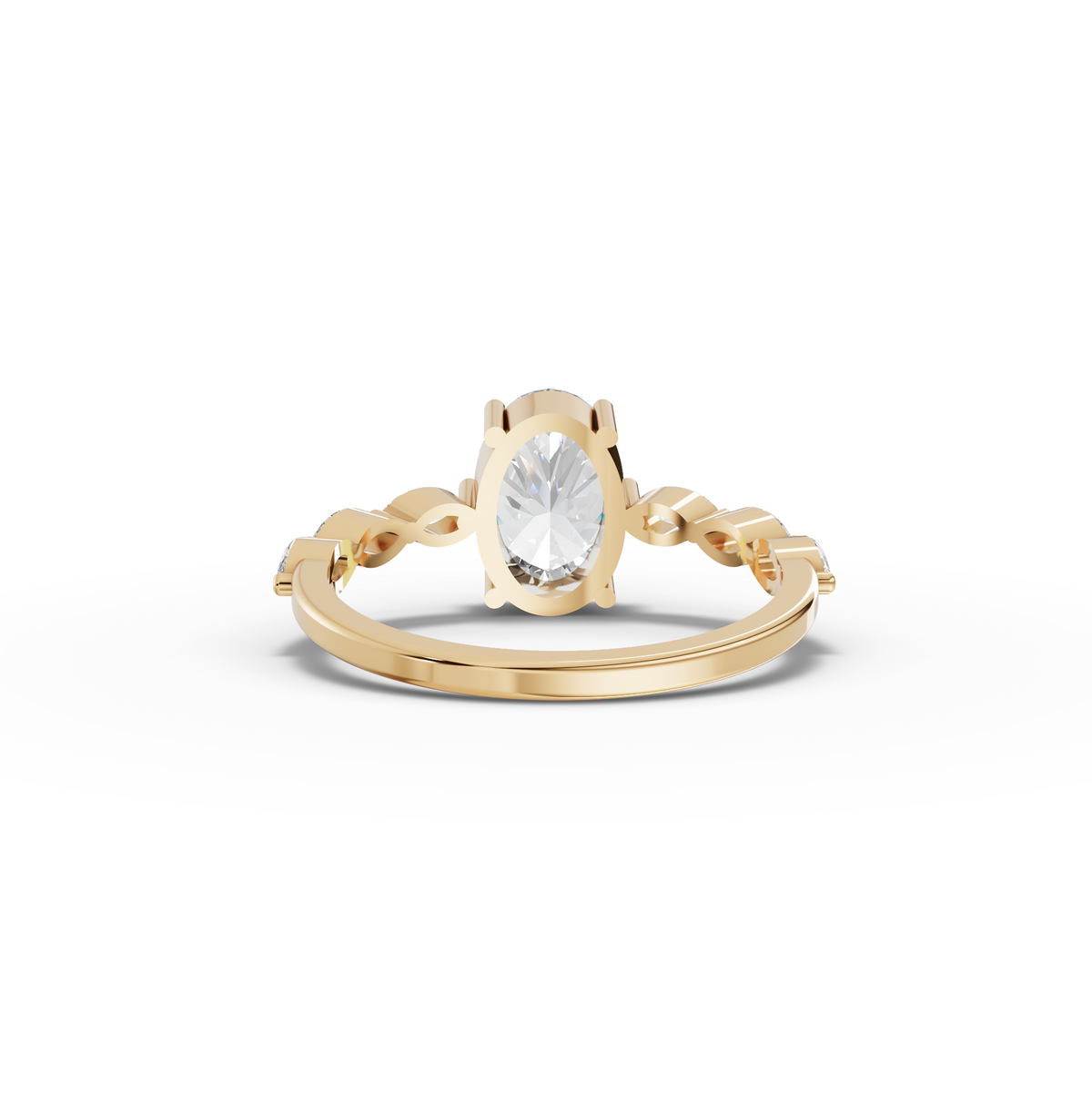 1.81 CT Oval Lab Grown Diamond Marquise Side Stone Ring 1.5 CT Center, view 4