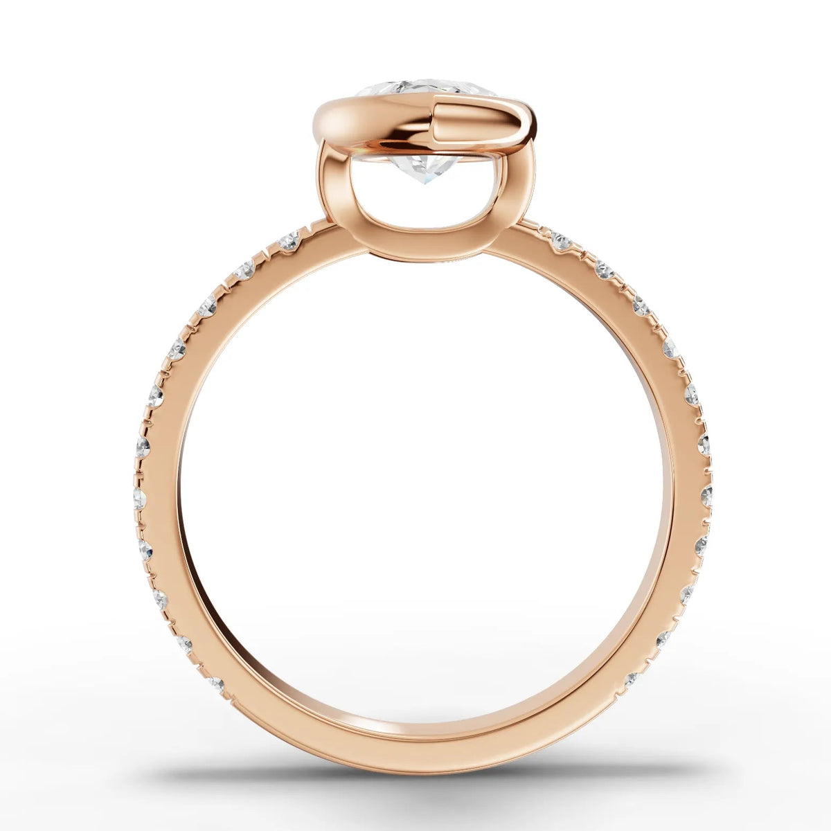 Marquise bezel lab-grown ring rose gold close-up