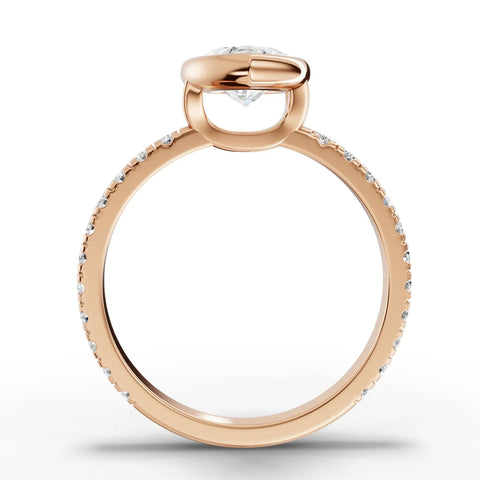 Marquise bezel lab-grown ring rose gold close-up