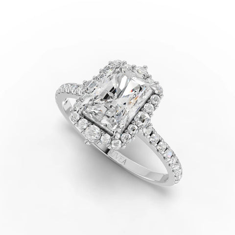 1.85 CT Radiant Halo Pavé Lab Grown Diamond Ring, view 2
