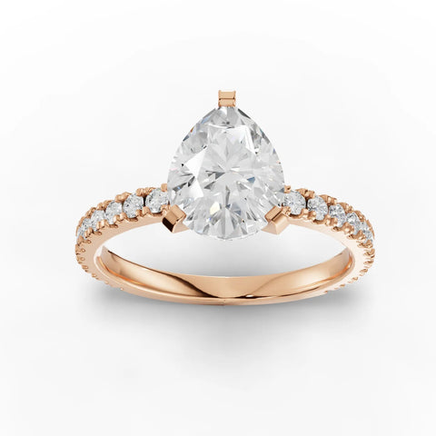 Rose gold pear pavé diamond ring