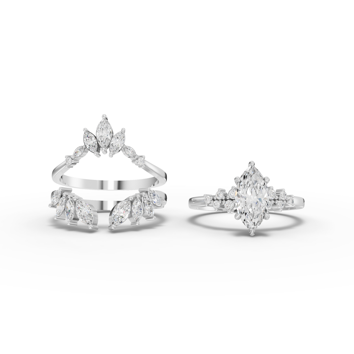 1.88 Ct Marquise Floral Halo Ring Lab Grown Diamond Set 1.00 Ct Center, view 2