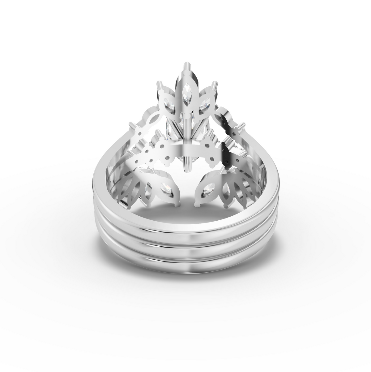 1.88 Ct Marquise Floral Halo Ring Lab Grown Diamond Set 1.00 Ct Center, view 4
