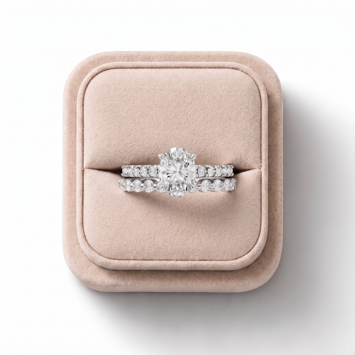 1.88 CT Oval Solitaire with Matching Pavé Lab Grown Diamond Band Set