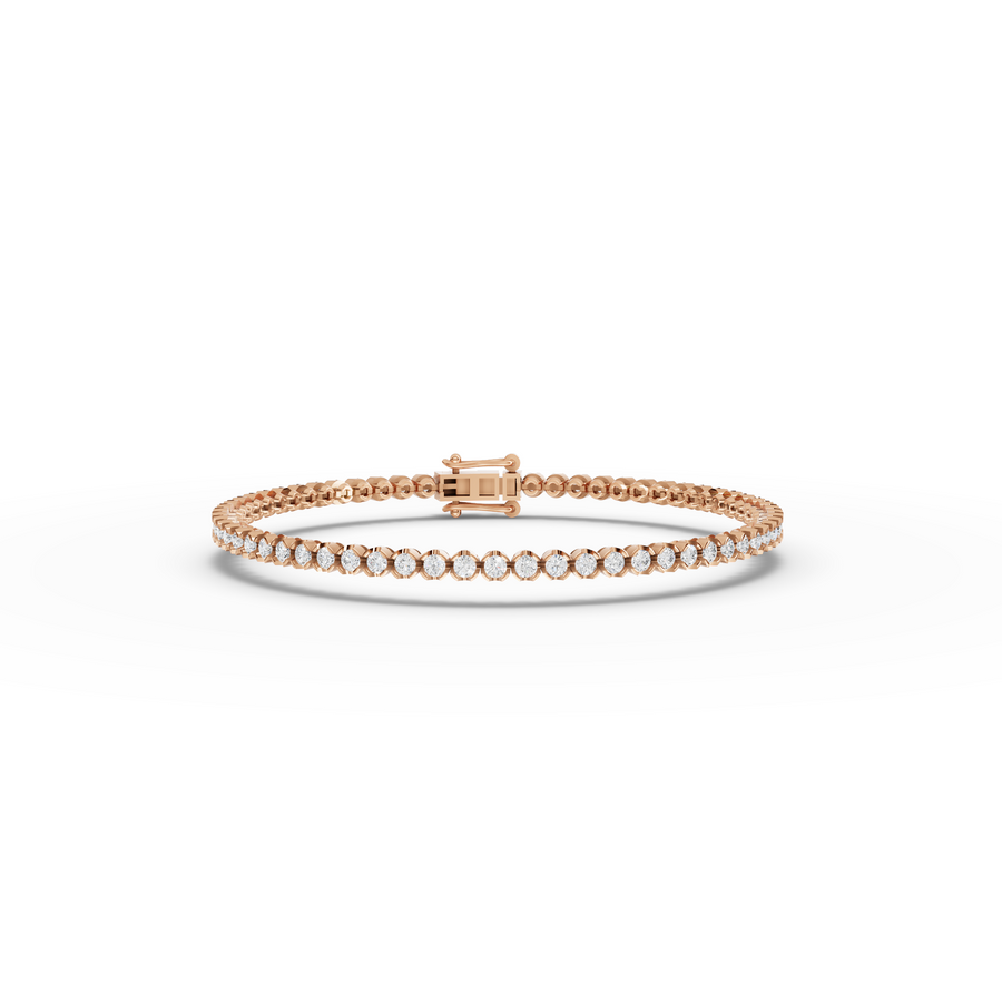 1.88 CT Round Lab Grown Diamond Prong Set Tennis Bracelet in rose gold