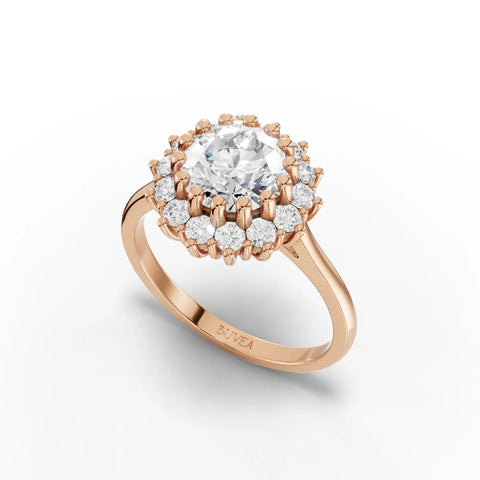 1.92 CT Round Halo Lab Grown Diamond Ring in rose gold, view 2