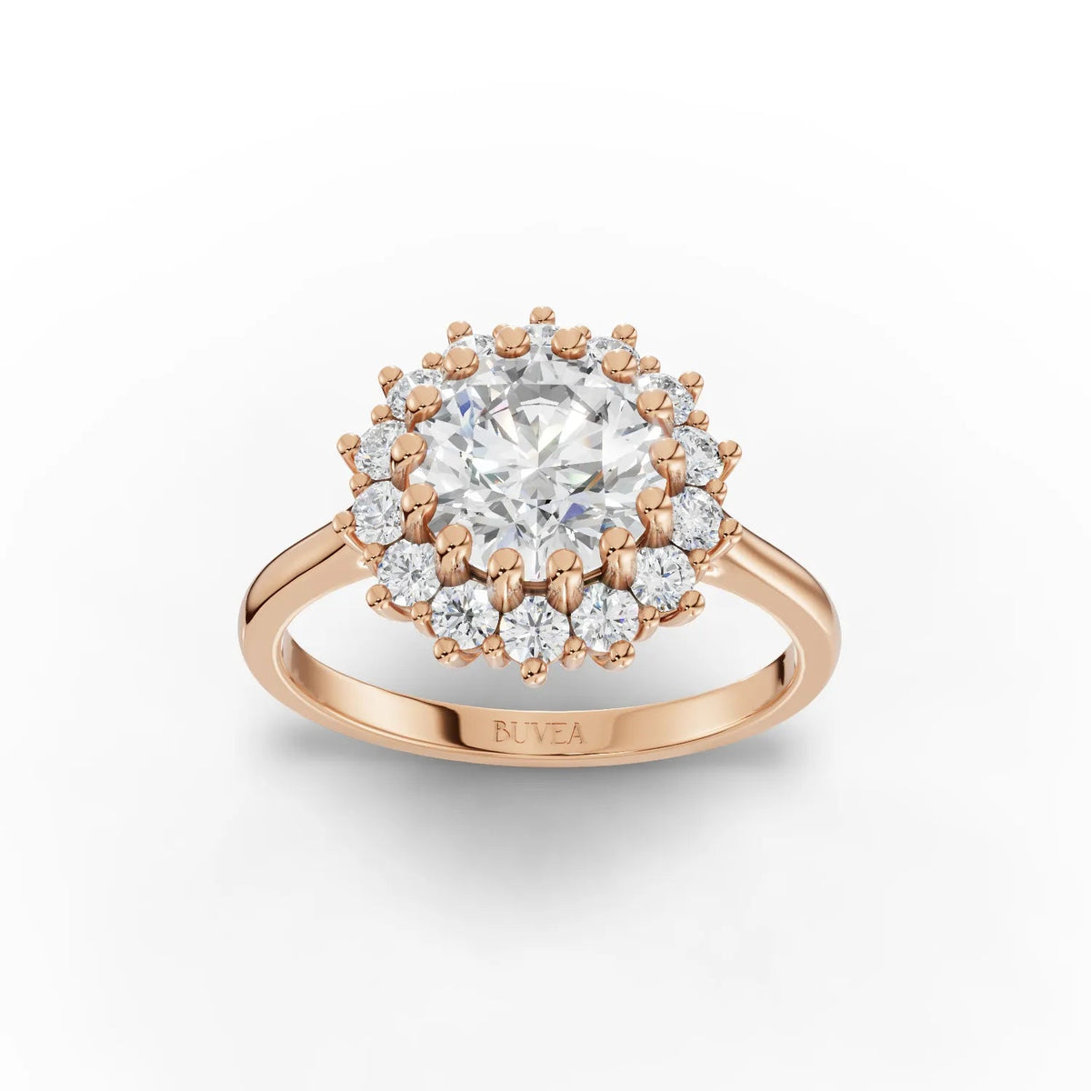 1.92 CT Round Halo Lab Grown Diamond Ring in rose gold