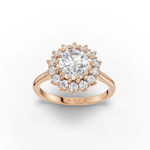 1.92 CT Round Halo Lab Grown Diamond Ring in rose gold
