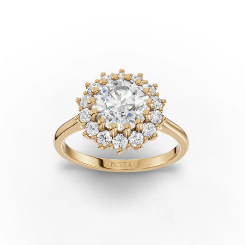 1.92 CT Round Halo Lab Grown Diamond Ring in yellow gold