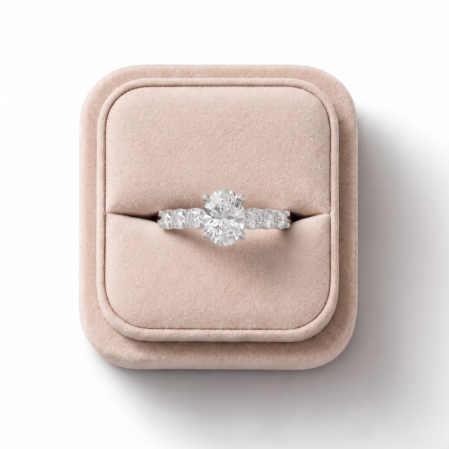 1.99 CT Oval Lab Grown Diamond Ring with Side Stones