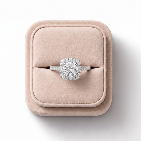 1.99 CT Round Halo Lab Grown Diamond Accent Set Ring, view 2