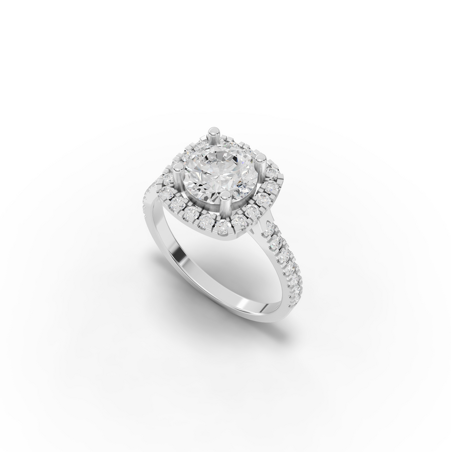 1.99 CT Round Halo Lab Grown Diamond Accent Set Ring, view 3