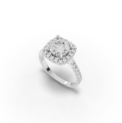 1.99 CT Round Halo Lab Grown Diamond Accent Set Ring, view 3