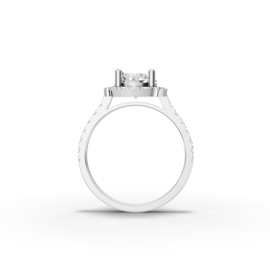 1.99 CT Round Halo Lab Grown Diamond Accent Set Ring, view 4