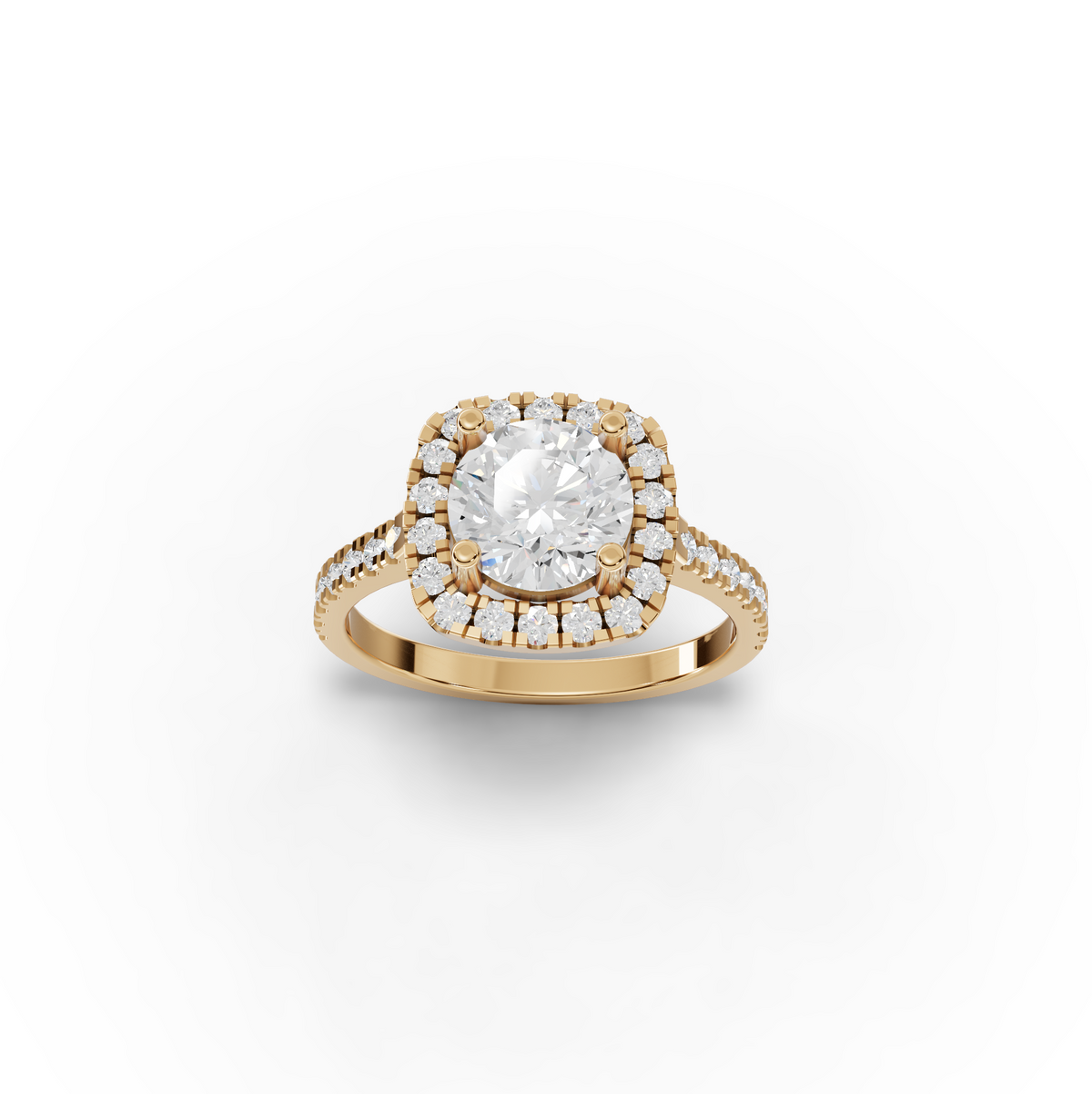 1.99 CT Round Halo Lab Grown Diamond Accent Set Ring, view 5