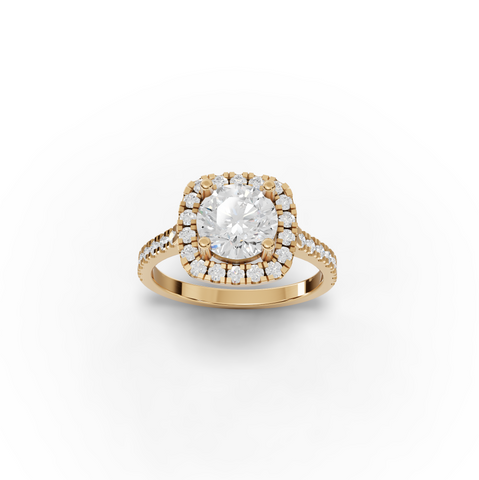 1.99 CT Round Halo Lab Grown Diamond Accent Set Ring, view 5