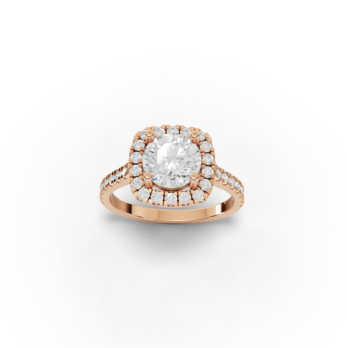 1.99 CT Round Halo Lab Grown Diamond Accent Set Ring, view 8